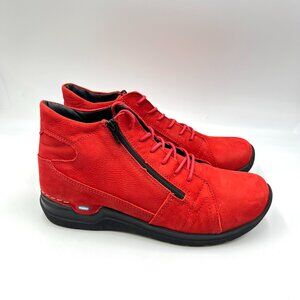 Wolky‎ Womens Size 41 EU 9.5 US Red Leather Ankle Boots Booties